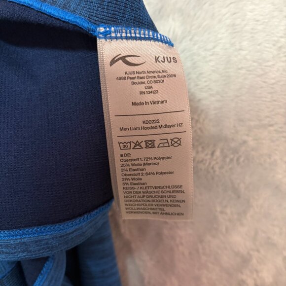 KJUS Sweatshirt Mens XL Liam Hooded Midlayer Wool Blend Stretch Pullover Logo - Picture 9 of 11